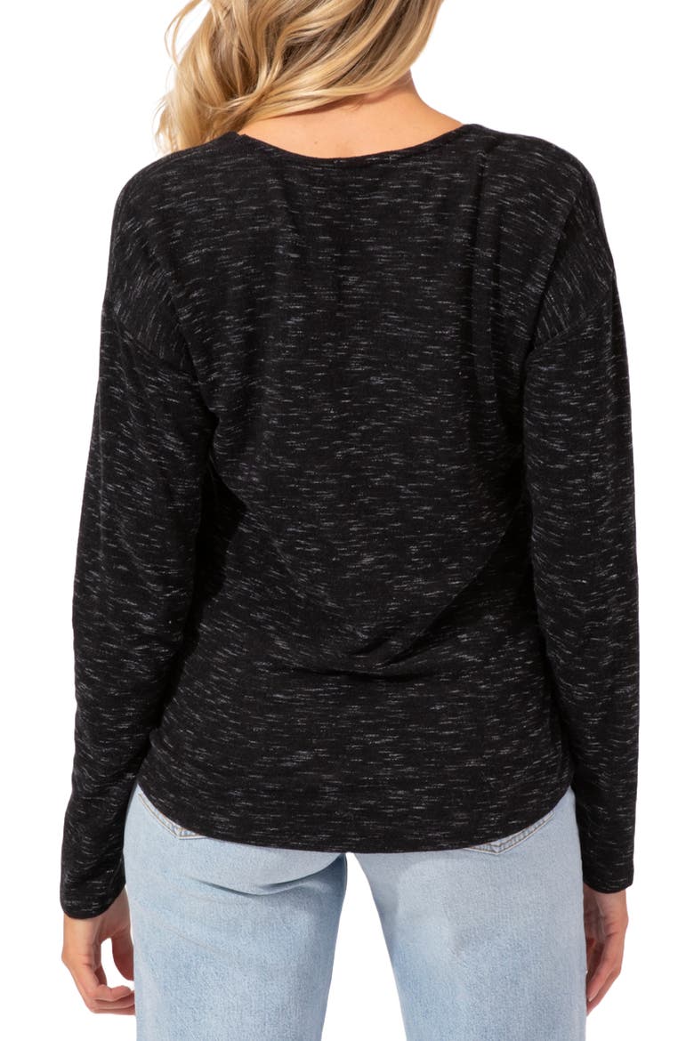 Johanna Long Sleeve V-Neck Overlap Shirt, Alternate, color, BLACK