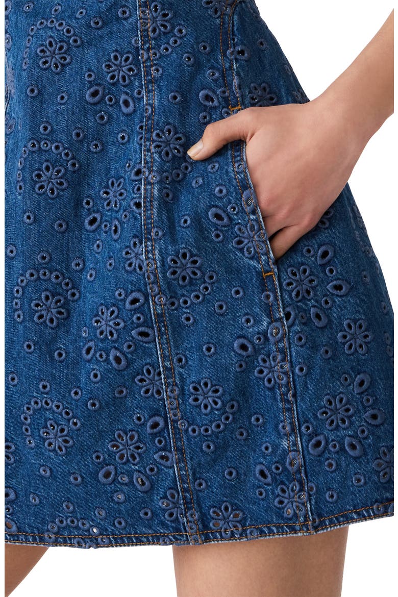 Lily Rose Eyelet Sleeveless Denim Minidress, Alternate, color, BLUE DEPTHS
