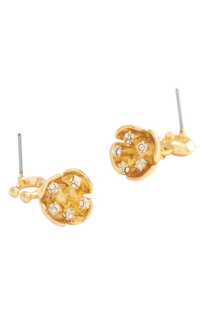 COACH Floral Drop Earrings, Alternate, color, Shiny Gold