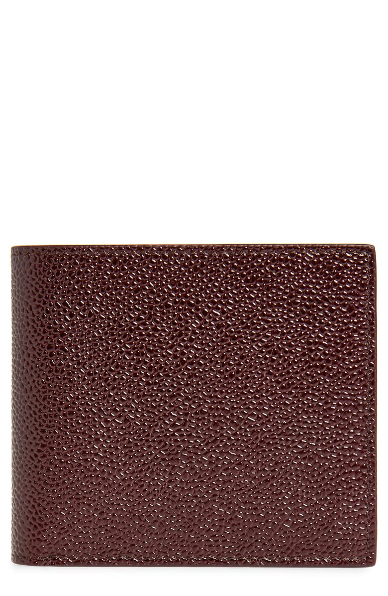 Thom Browne Grained Leather Bifold Wallet, Main, color,