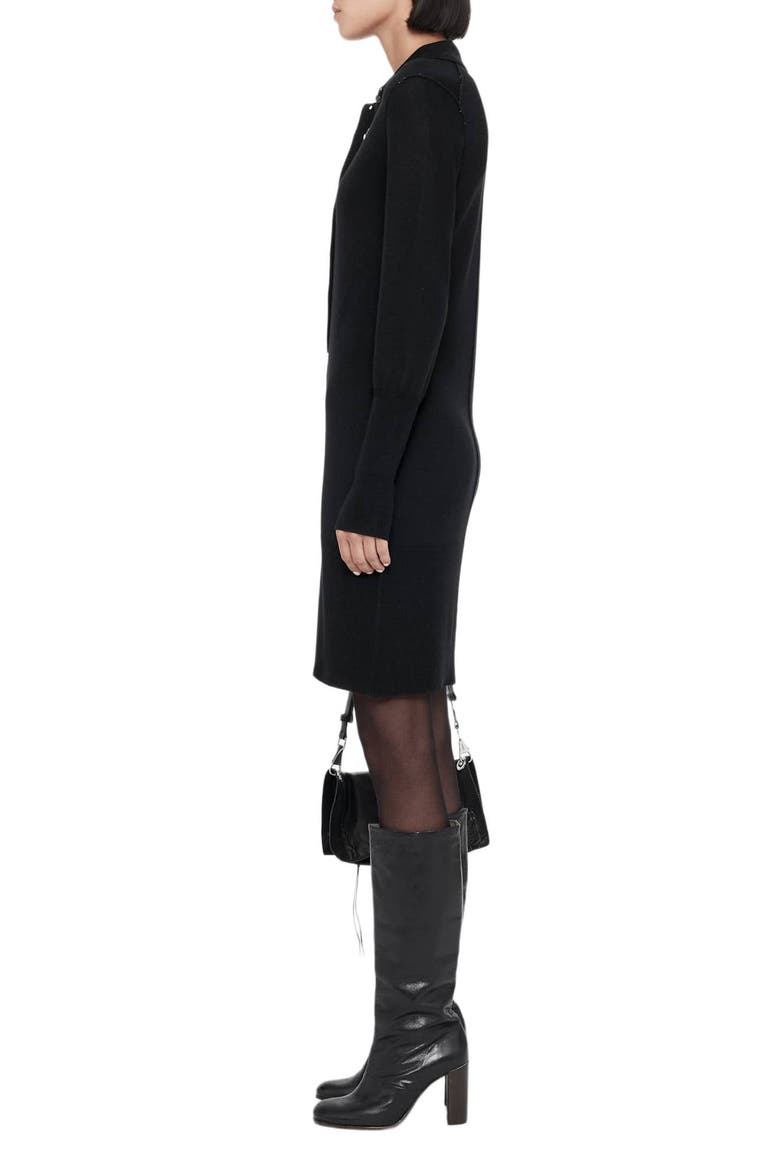 Coyte Merino Wool Polo Dress, Alternate, color, BLACK