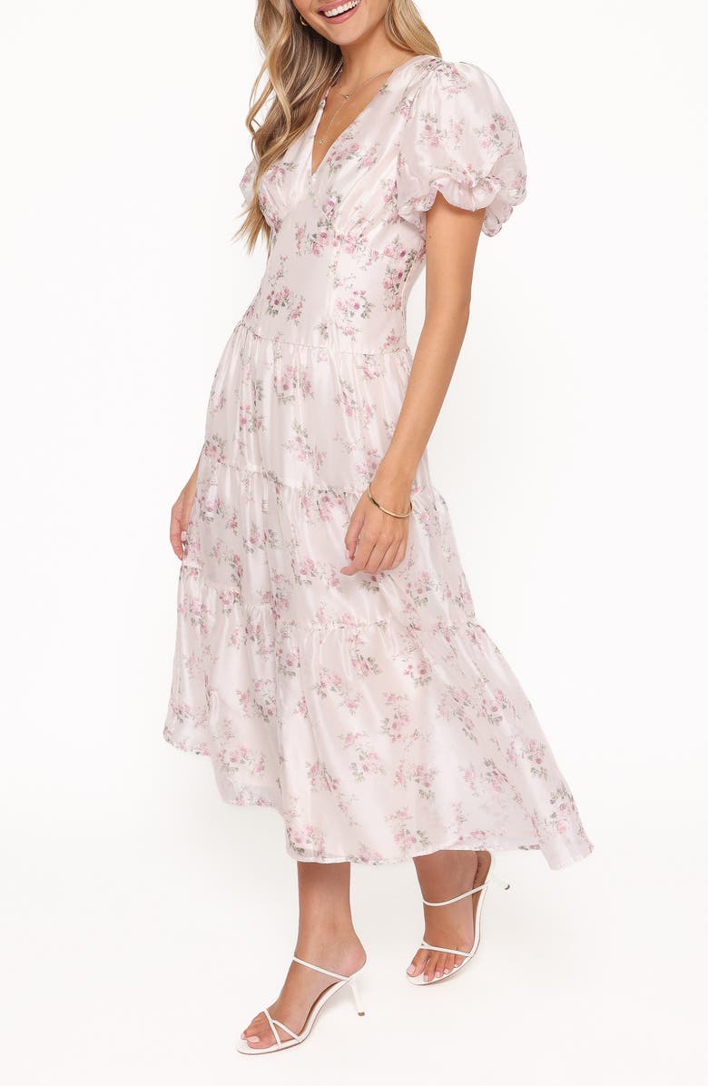 Petal & Pup Jocelyn Floral Print Puff Sleeve Maxi Dress, Alternate, color, Ivory/ Pink Floral