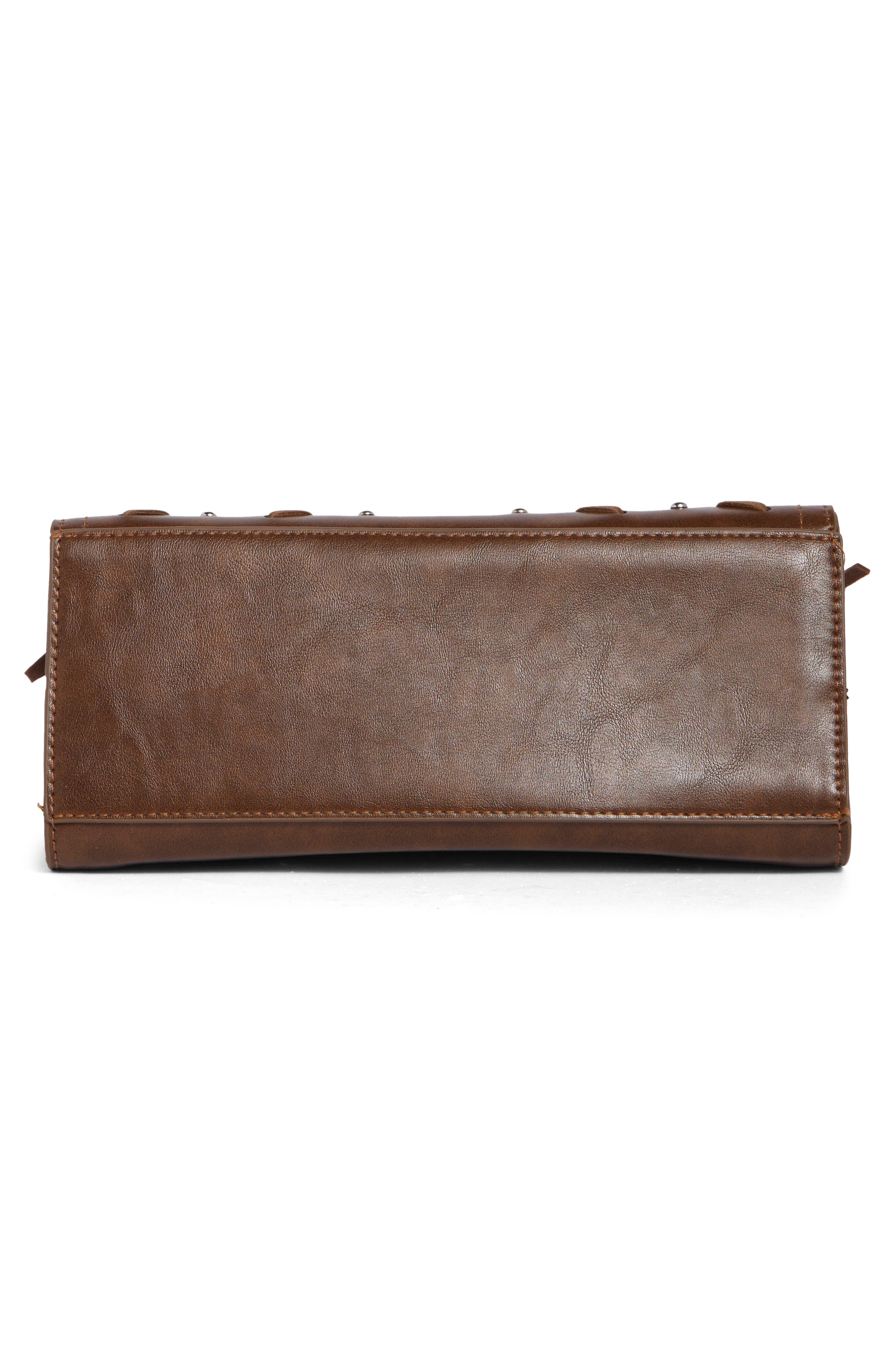 Faux Leather Laced Shoulder Bag, Alternate, color, BROWN