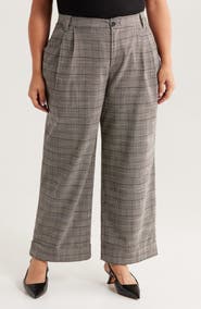 Wit & Wisdom Skyrise Glen Plaid Pleated Wide Leg Trousers