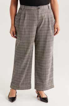 Wit & Wisdom Skyrise Glen Plaid Pleated Wide Leg Trousers