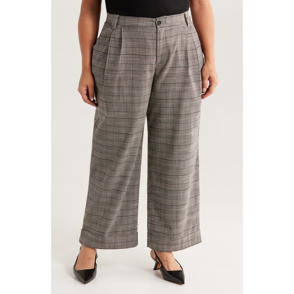 Wit & Wisdom Skyrise Glen Plaid Pleated Wide Leg Trousers