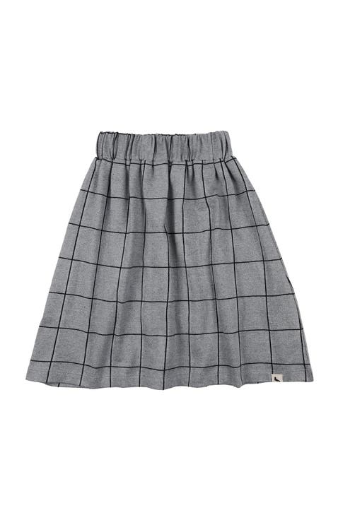 Organic Cotton Window Pane Check Print Skirt (Toddler, Little Kids, Big Kids)