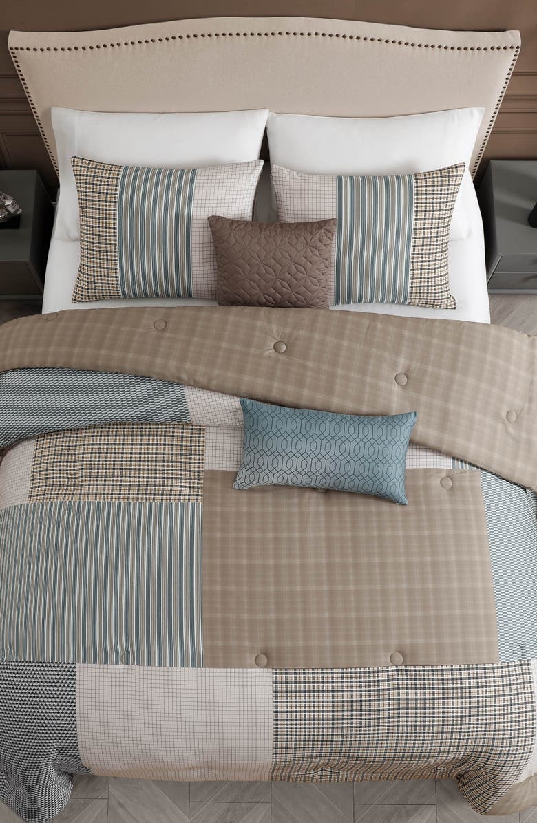 Bebejan Tranquil Patch Cotton Sateen Comforter Set, Alternate, color, Blue