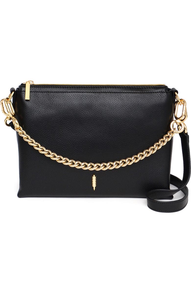 Thacker Marcella Split Gusset Crossbody Bag, Main, color, Black