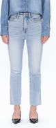 Bayeas High Waist Raw Hem Ripped Straight Leg Jeans