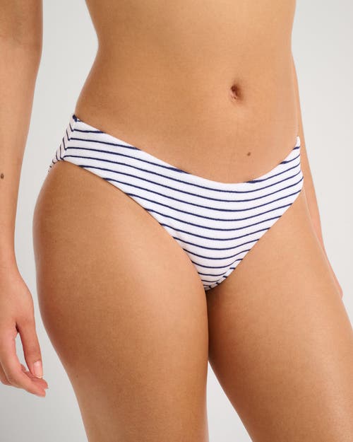Onia Towel Terry Sailor Stripe Lily Bikini Bottom In Blue