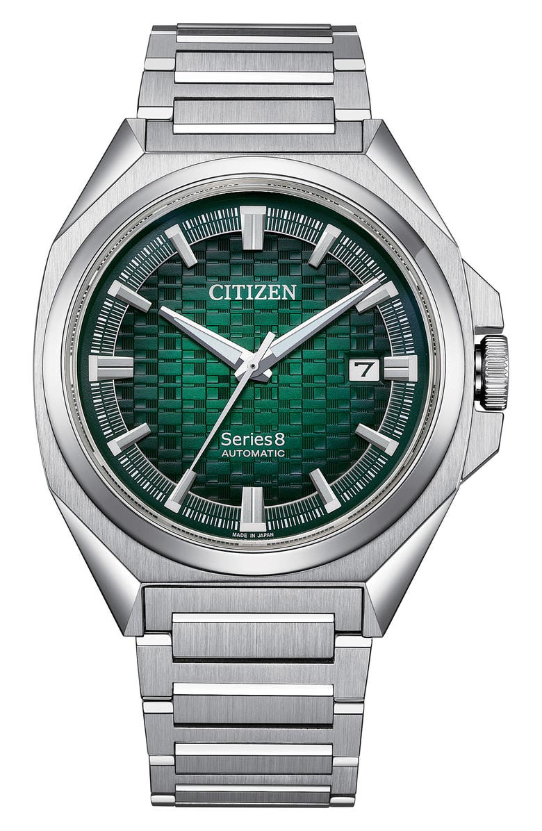 Citizen Series8 831 Automatic Bracelet Watch, 40mm, Main, color, Green/ Silver-Tone