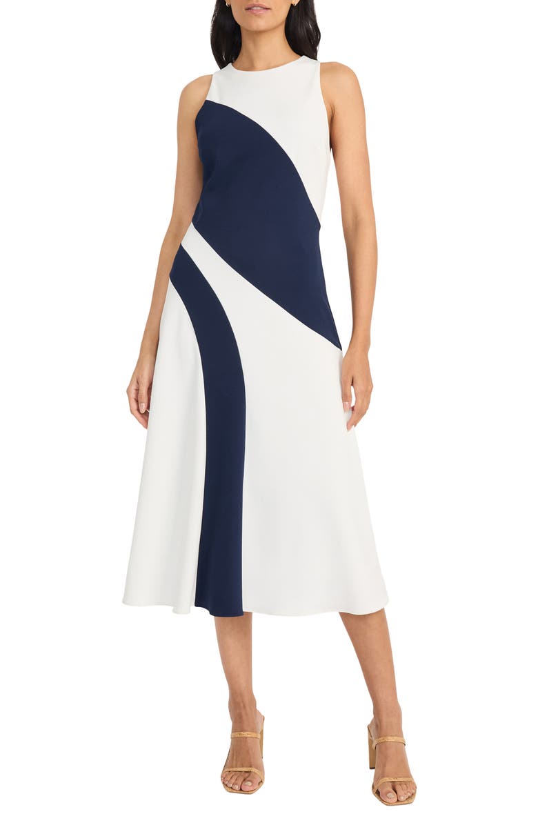 Maggy London Contrast Midi Dress, Main, color, 