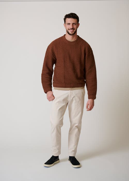 Leisure Lab Quilt Crewneck Sweater In Chocolate