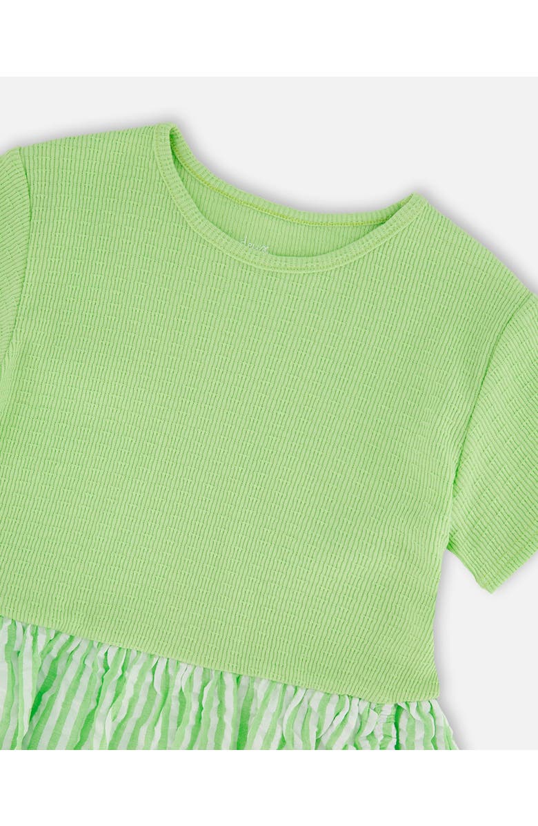 Deux par Deux Soft Jersey Short Sleeve Bi-Material Dress, Alternate, color, Mint Green