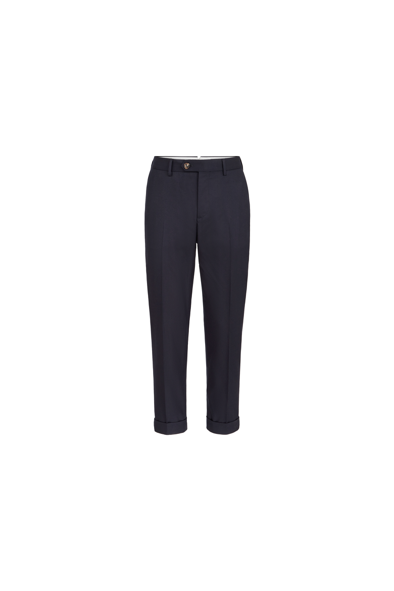 Virgin wool flannel Italian fit trousers, Alternate, color, Blue