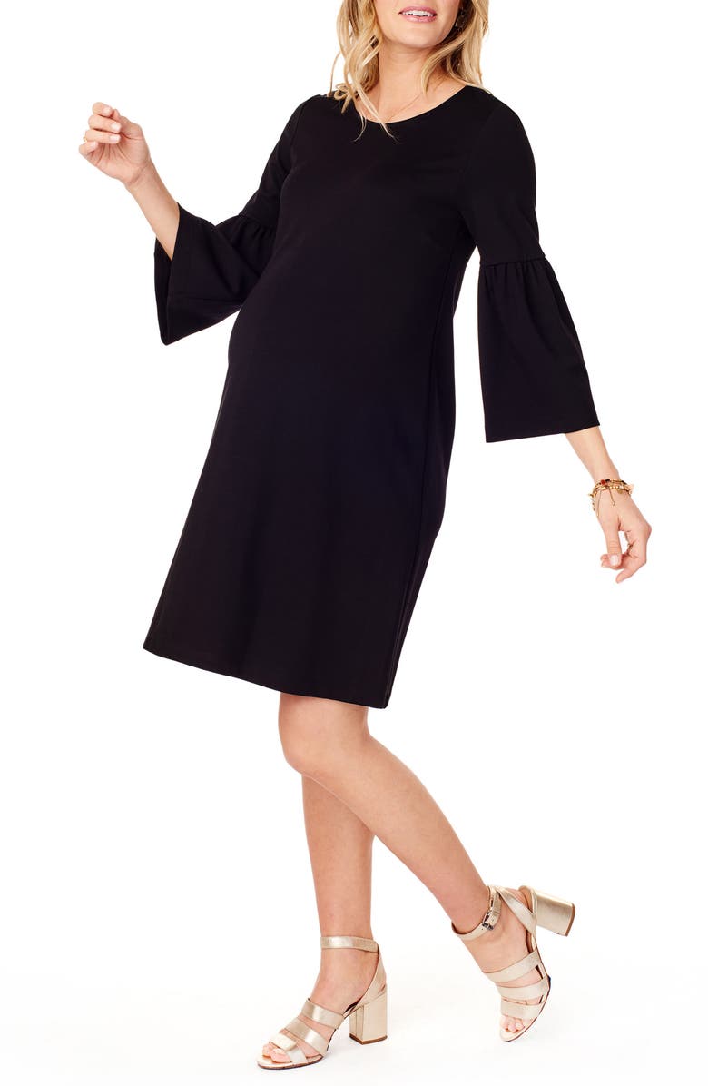 Ingrid & Isabel<sup>®</sup> Ponte Knit Bell Sleeve Maternity Dress, Alternate, color, 