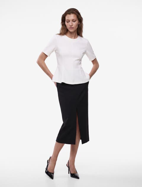 Slim Fit Crew Neck Short Sleeve Peplum Top