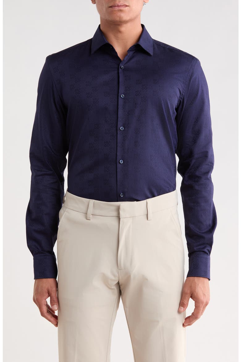Kenno Slim Fit Dress Shirt, Main, color, NAVY
