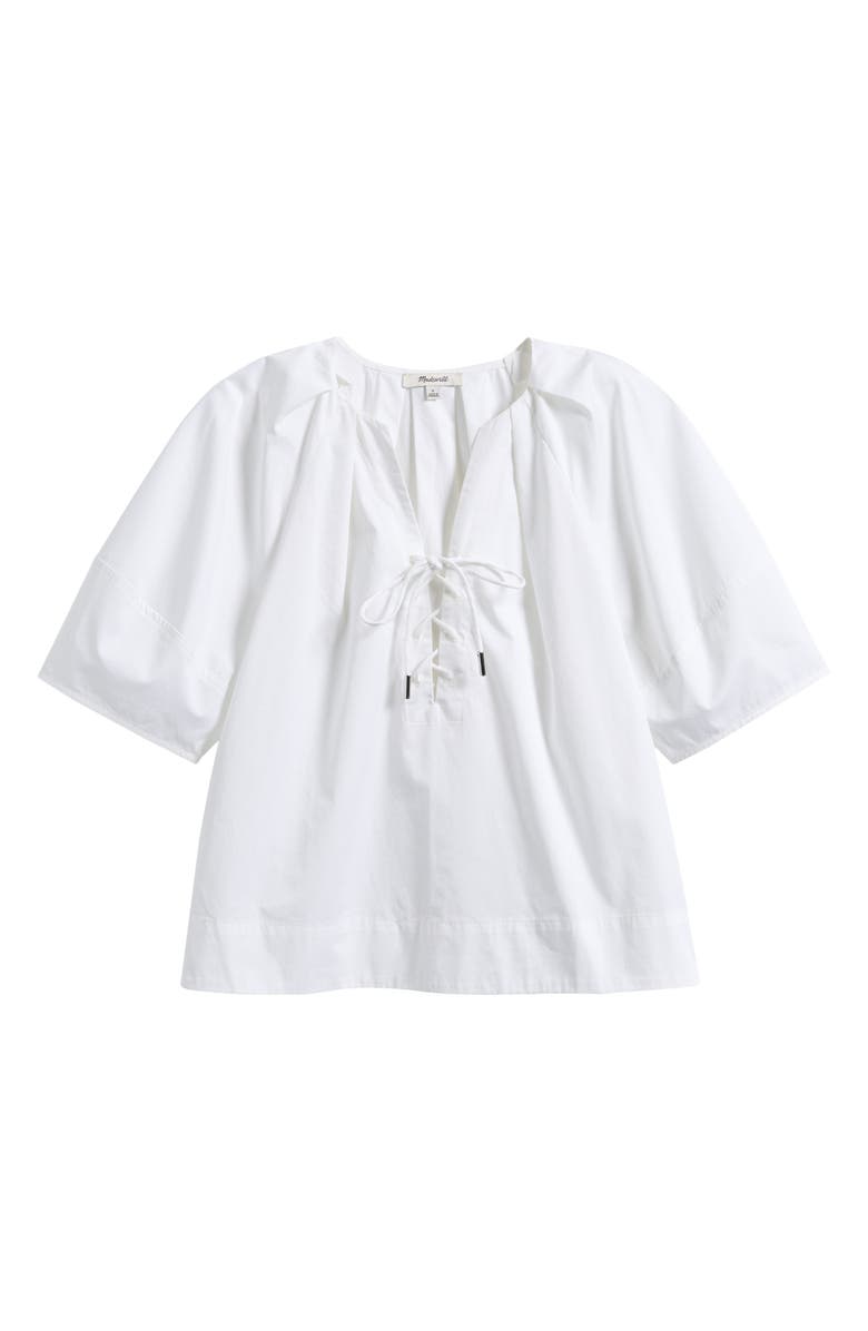 Madewell Cotton Poplin Lace-Up Top, Alternate, color, 
