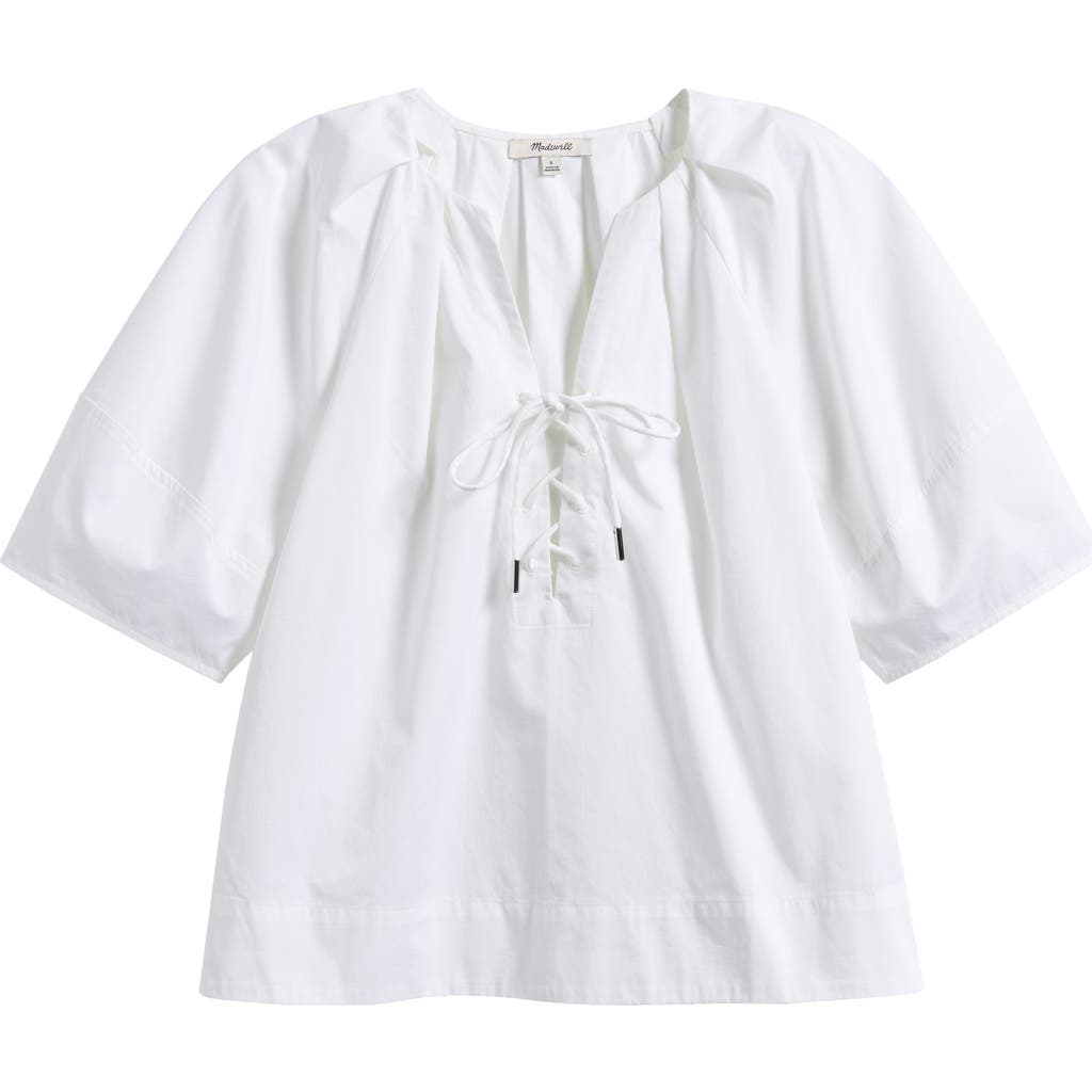 Madewell Cotton Poplin Lace-up Top In White
