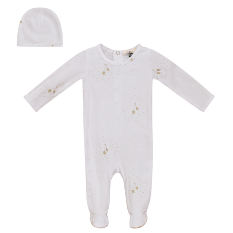 Allover Strawberry and Dot Print Romper with Hat Set