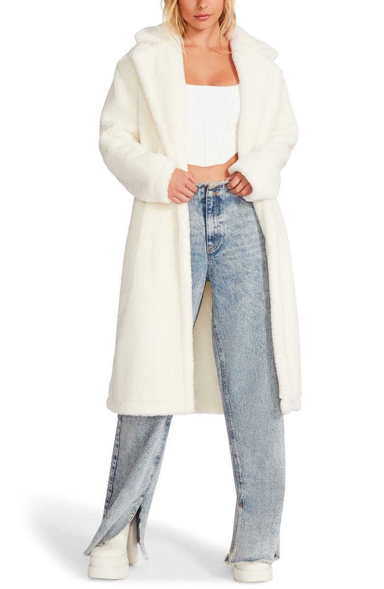 Steve Madden Saide Faux Fur Long Jacket, Main, color, 