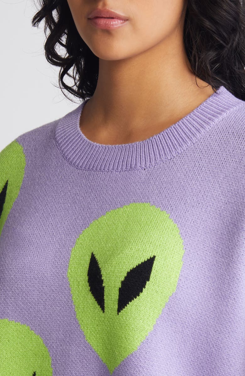 Dressed in Lala Alien Crewneck Sweater, Alternate, color, Lavender