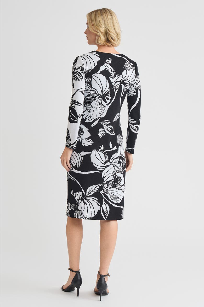 Floral Jacquard Soft Knit Sheath Dress, Alternate, color, Black/White