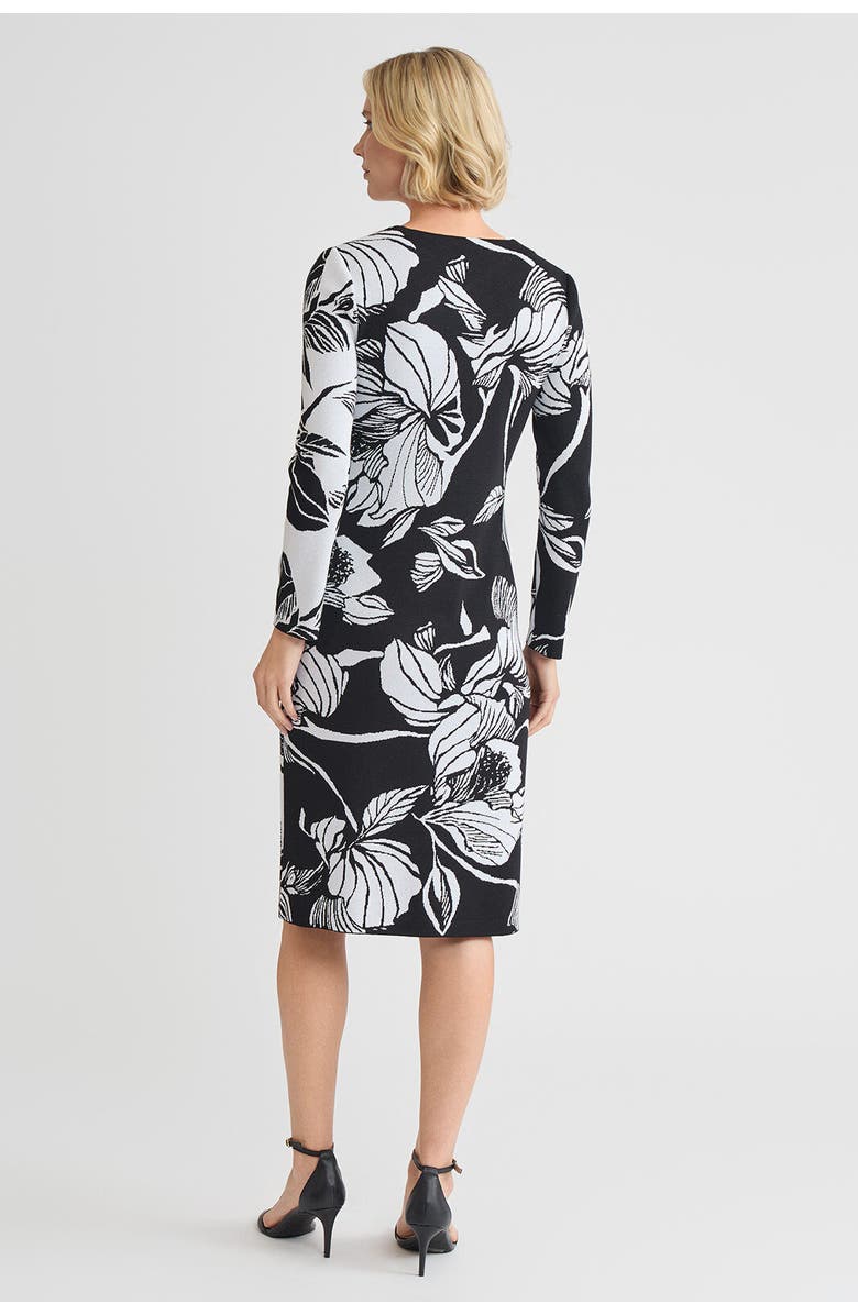 Ming Wang Floral Jacquard Soft Knit Sheath Dress, Alternate, color, Black/White
