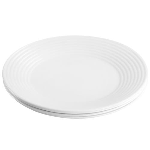 Gibson Ultra Ultra Patio 4 Piece Tempe Opal Glass Dinner Plate Set In White