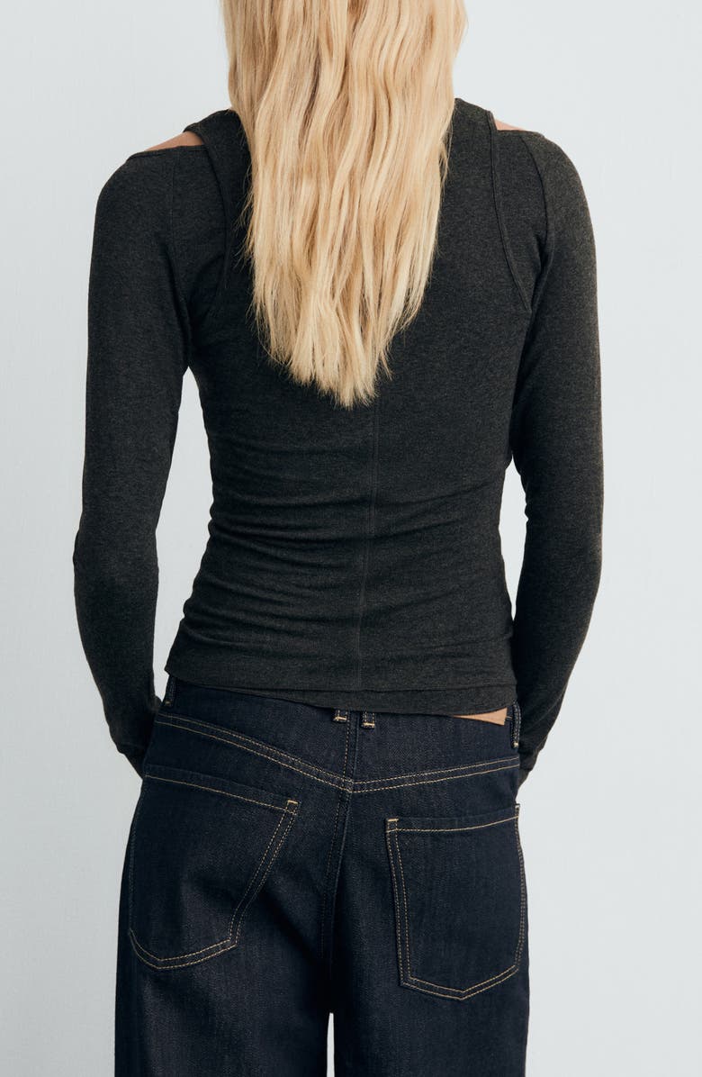 MANGO Layered Sweater, Alternate, color, Dark Heather Grey