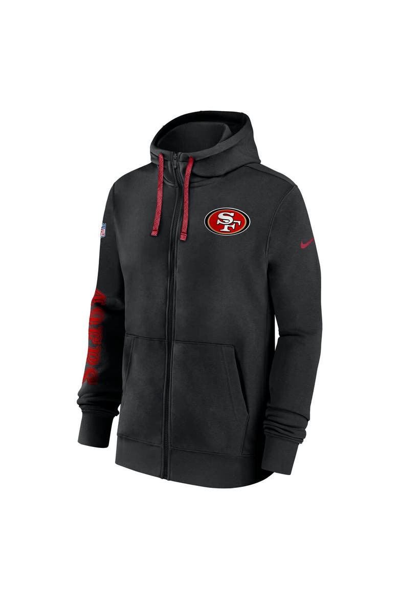 Men's Nike Black San Francisco 49ers 2024 Sideline Club Full-Zip Hoodie, Alternate, color, Black