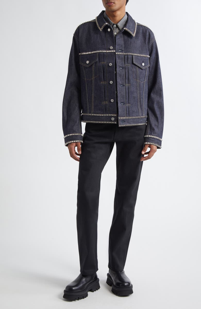 TAKAHIROMIYASHITA TheSoloist. Stud Embellished Denim Tracker Jacket, Alternate, color, Indigo