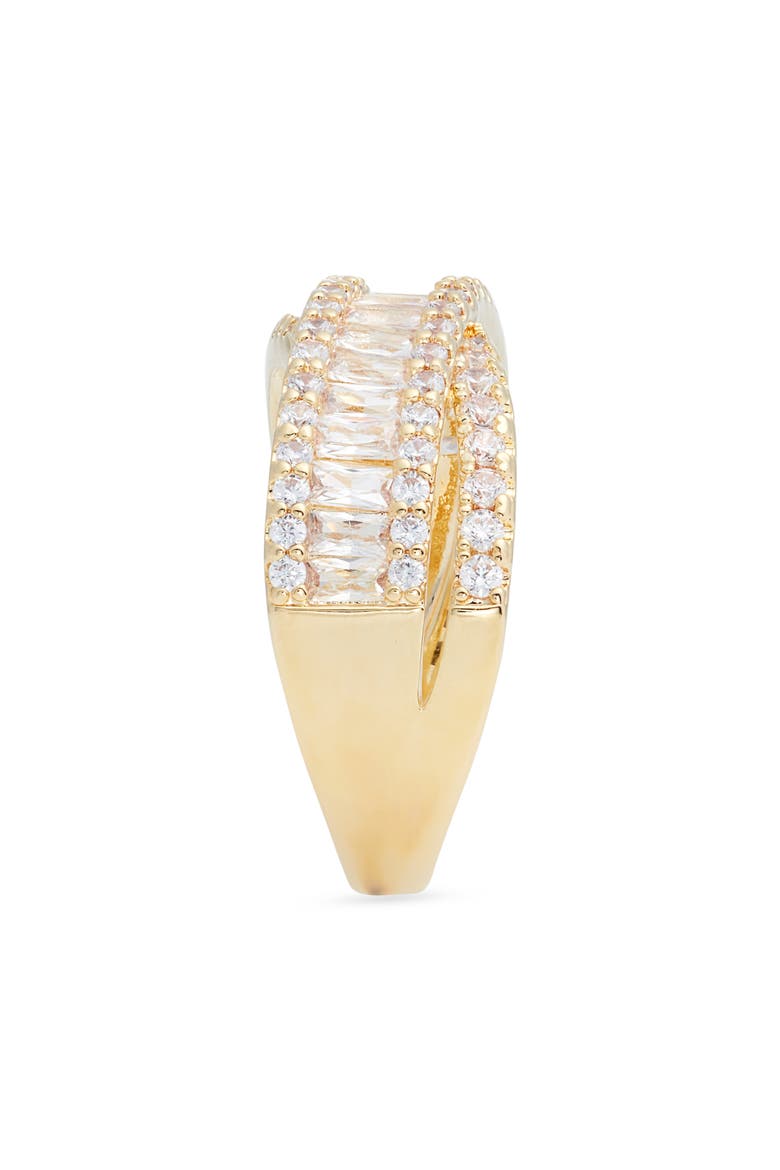 Cubic Zirconia Baguette Overlap Ring, Alternate, color, CLEAR- GOLD