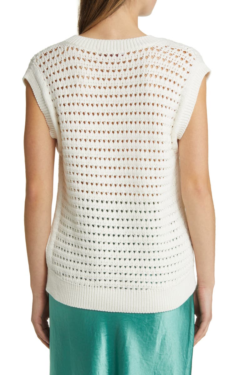 Max Mara Leisure Palco Open Stitch Sweater Vest, Alternate, color, White