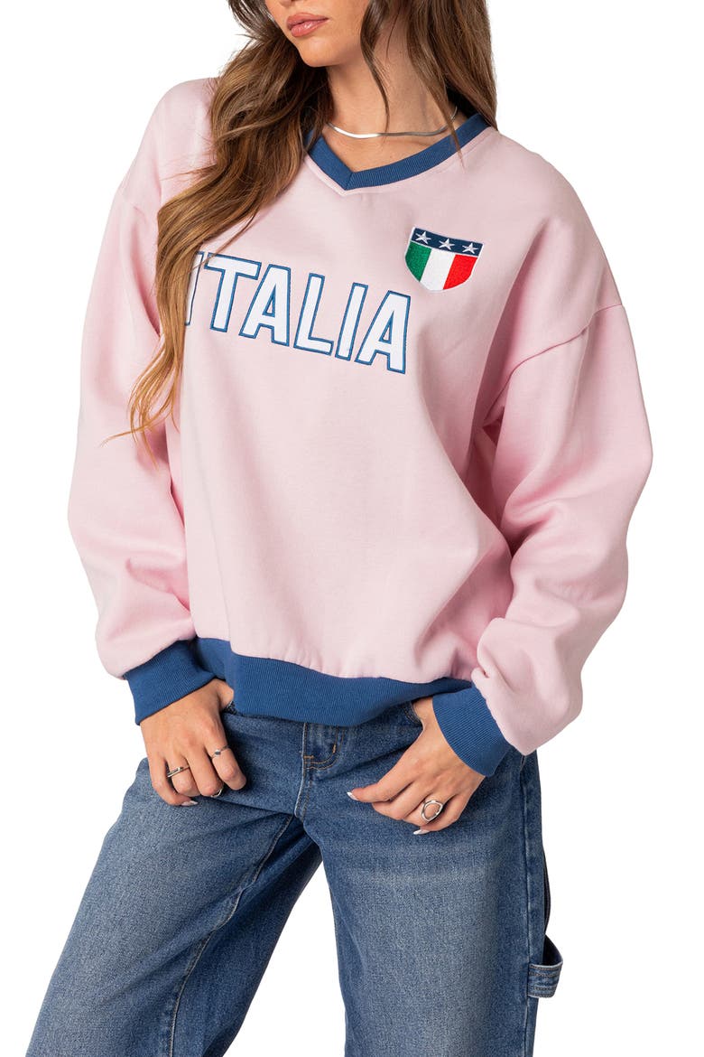 Italy Oversize Sweatshirt, Alternate, color, LIGHT-PINK