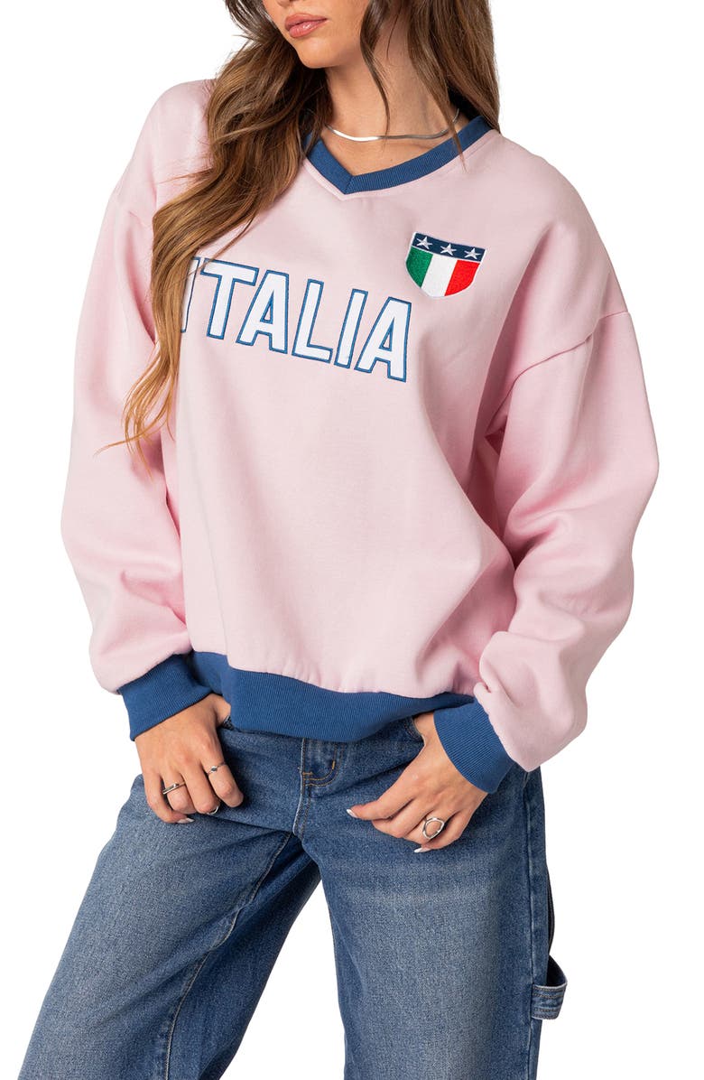 EDIKTED Italy Oversize Sweatshirt, Alternate, color, Light-Pink