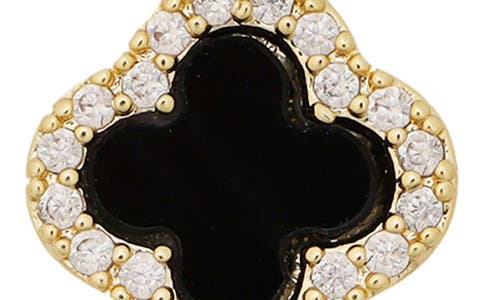 Panacea Set Of 3 Cubic Zirconia Halo Clover Stud Earrings In Gold