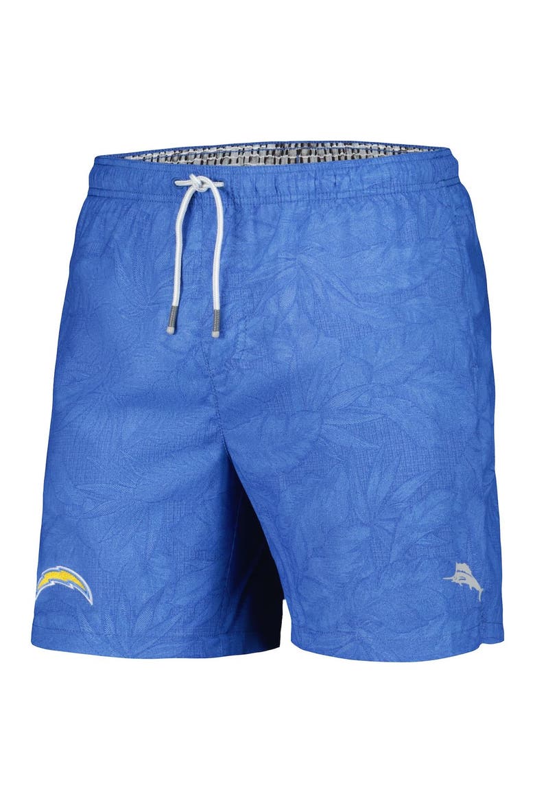 Men's Tommy Bahama Powder Blue Los Angeles Chargers Naples Layered Leaves Swim Shorts, Alternate, color, Powder Blue