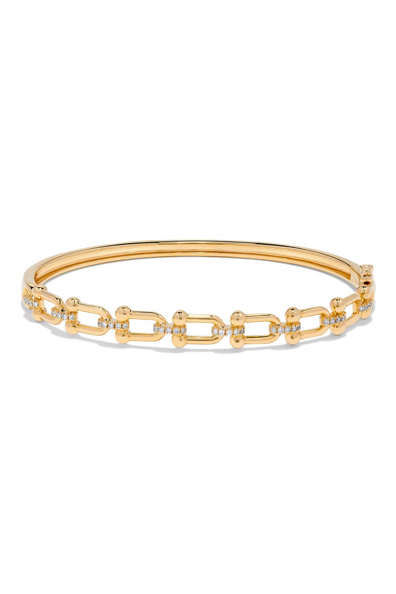14K Yellow Gold Diamond Horseshoe Link Bangle Bracelet - 0.25ct., Main, color, YELLOW GOLD