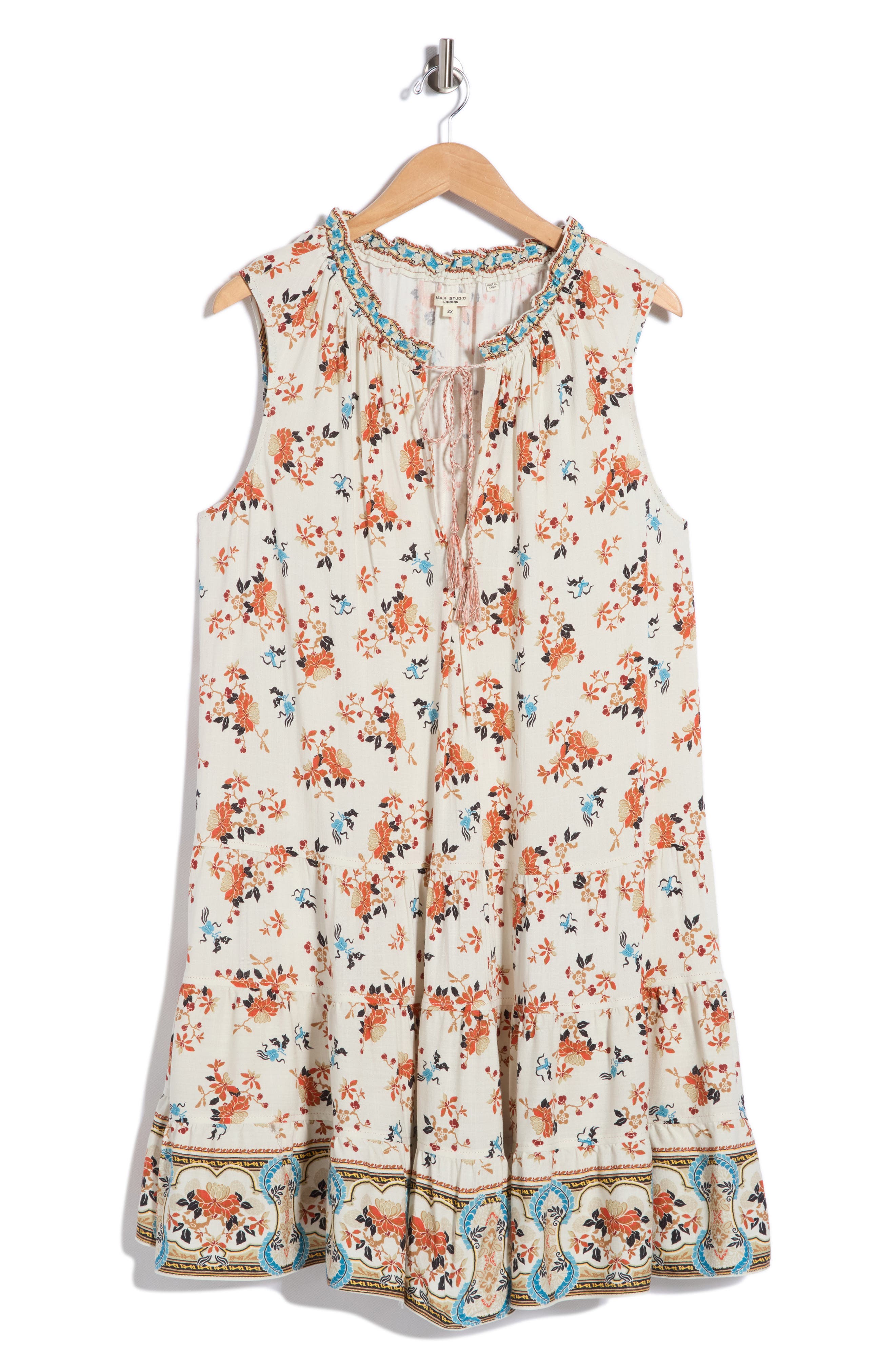 Floral Print Sleeveless Tiered Dress
