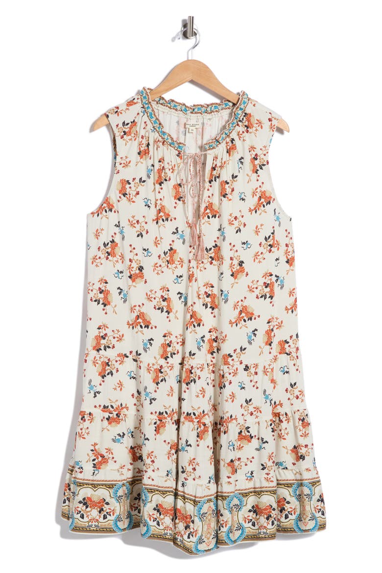 Floral Print Sleeveless Tiered Dress, Main, color, BIRCH IMARI MARIGOLDS