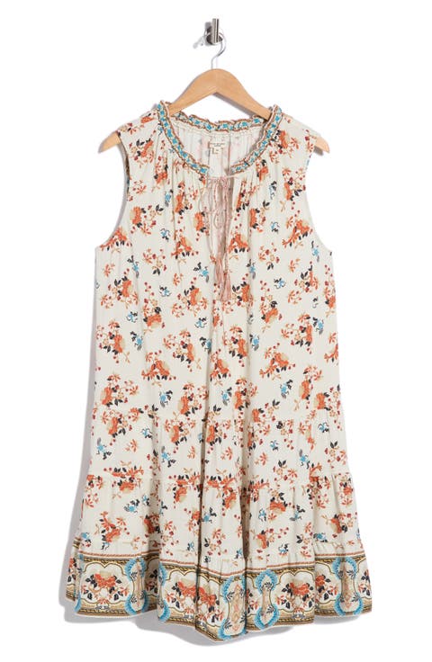 Floral Print Sleeveless Tiered Dress