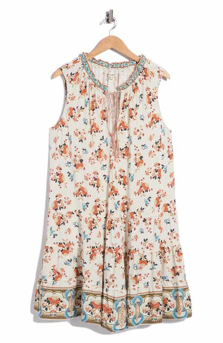 Floral Print Sleeveless Tiered Dress