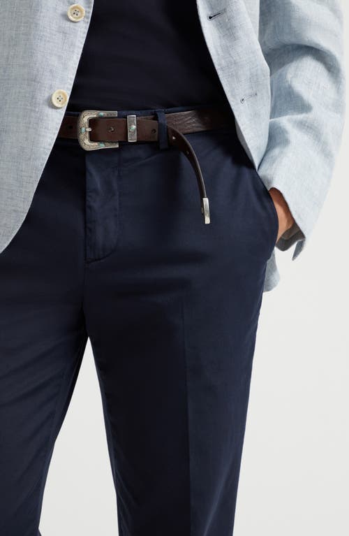 Brunello Cucinelli Gabardine Garment Dyed Trousers In Navy Blue