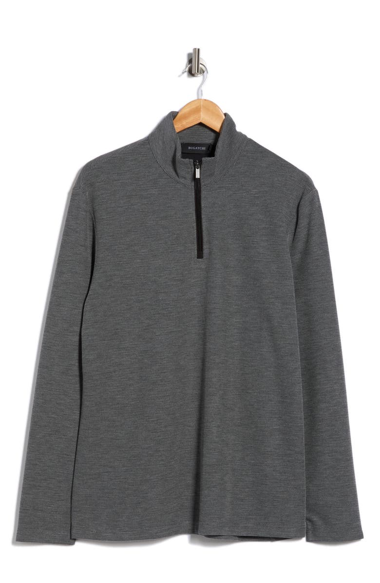 Bugatchi Stretch Cotton Quarter Zip Pullover, Alternate, color, Anthracite