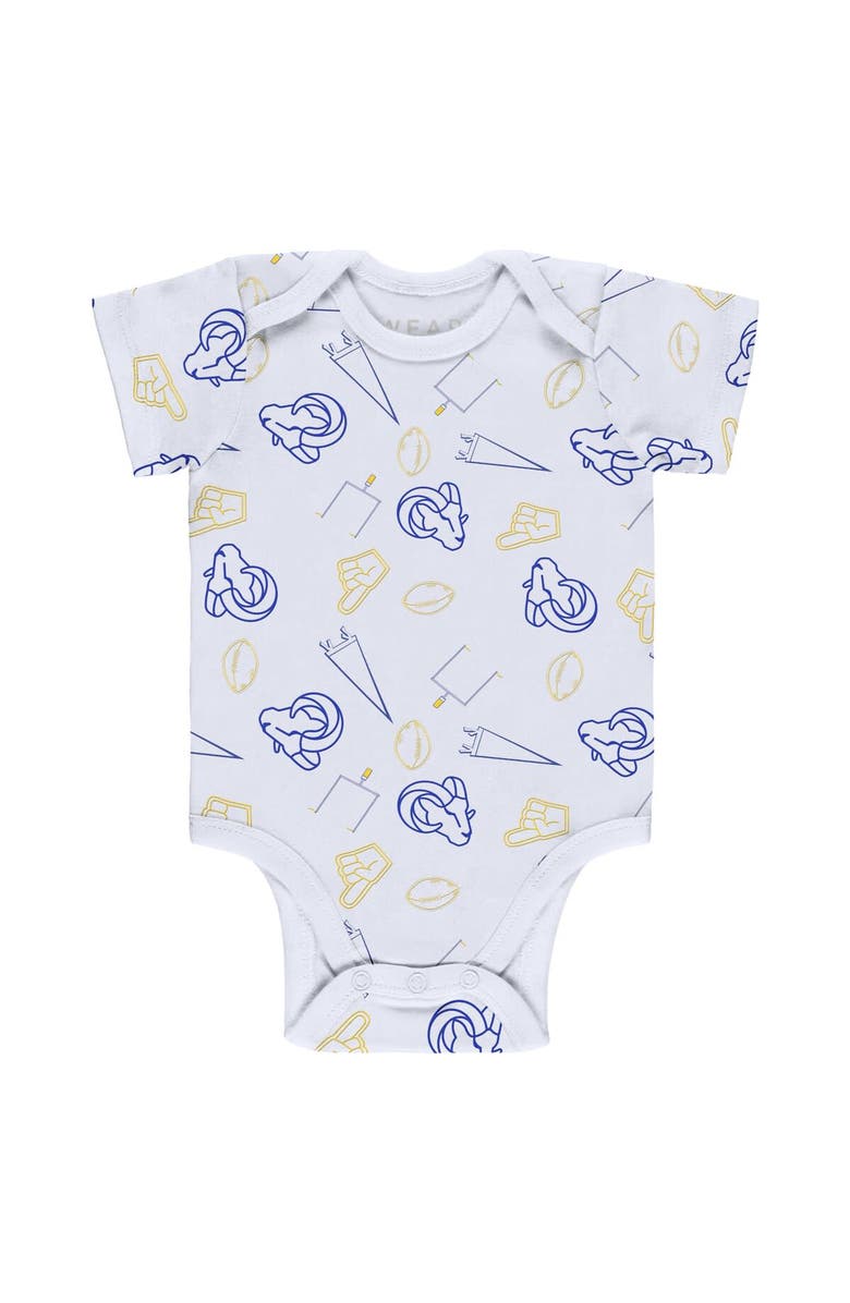 WEAR by Erin Andrews Newborn & Infant WEAR by Erin Andrews Gray/Royal/White Los Angeles Rams Three-Piece Turn Me Around Bodysuits & Pant Set, Alternate, color, 