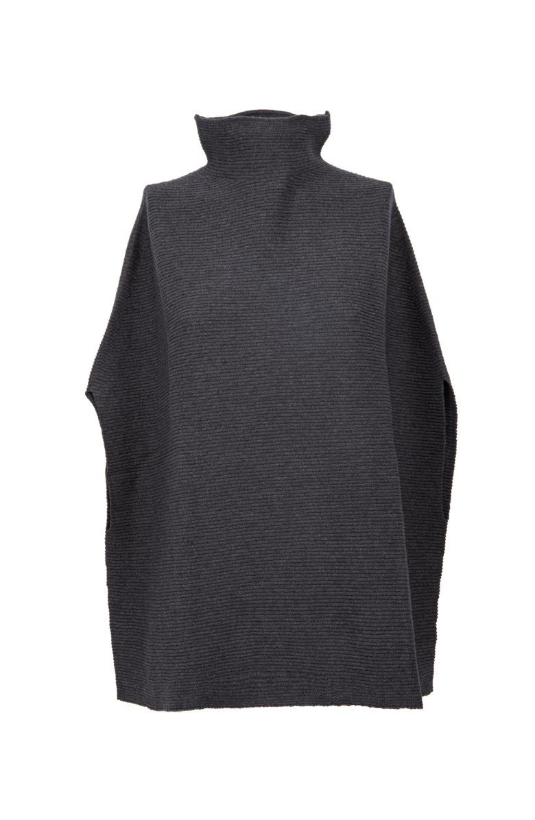 Monticelli Cashmere Pure Cashmere Funnel Neck Poncho, Alternate, color, Charcoal