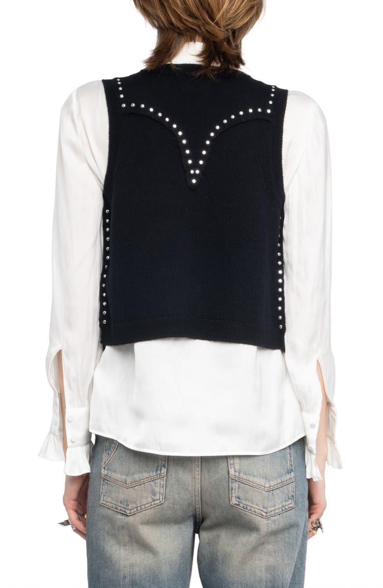 Zadig & Voltaire Dublin Stud Detail Wool & Cashmere Sweater Vest, Alternate, color, Black